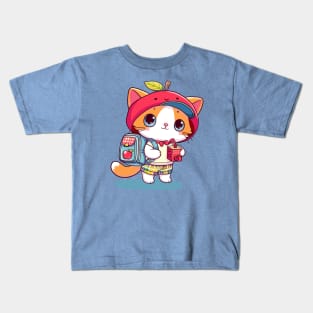 Apple Juice Kitty Kids T-Shirt